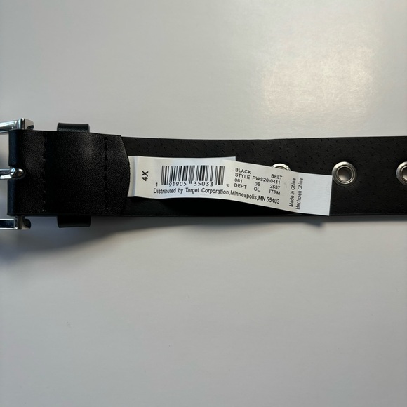 Ava & Viv Faux Leather Black Belt with Silver Grommets - Size 4x - 90s / Y2K - Picture 3 of 5